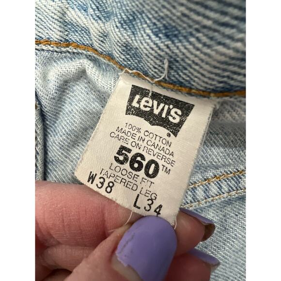 Vintage Levis 560 Jeans Blue Loose Fit Tapered Leg Made 90s Tag Size 38x34 - Picture 3 of 9